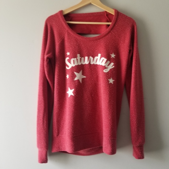 Chaser Saturday Stars Sweatshirt Open Back XS - Picture 3 of 9